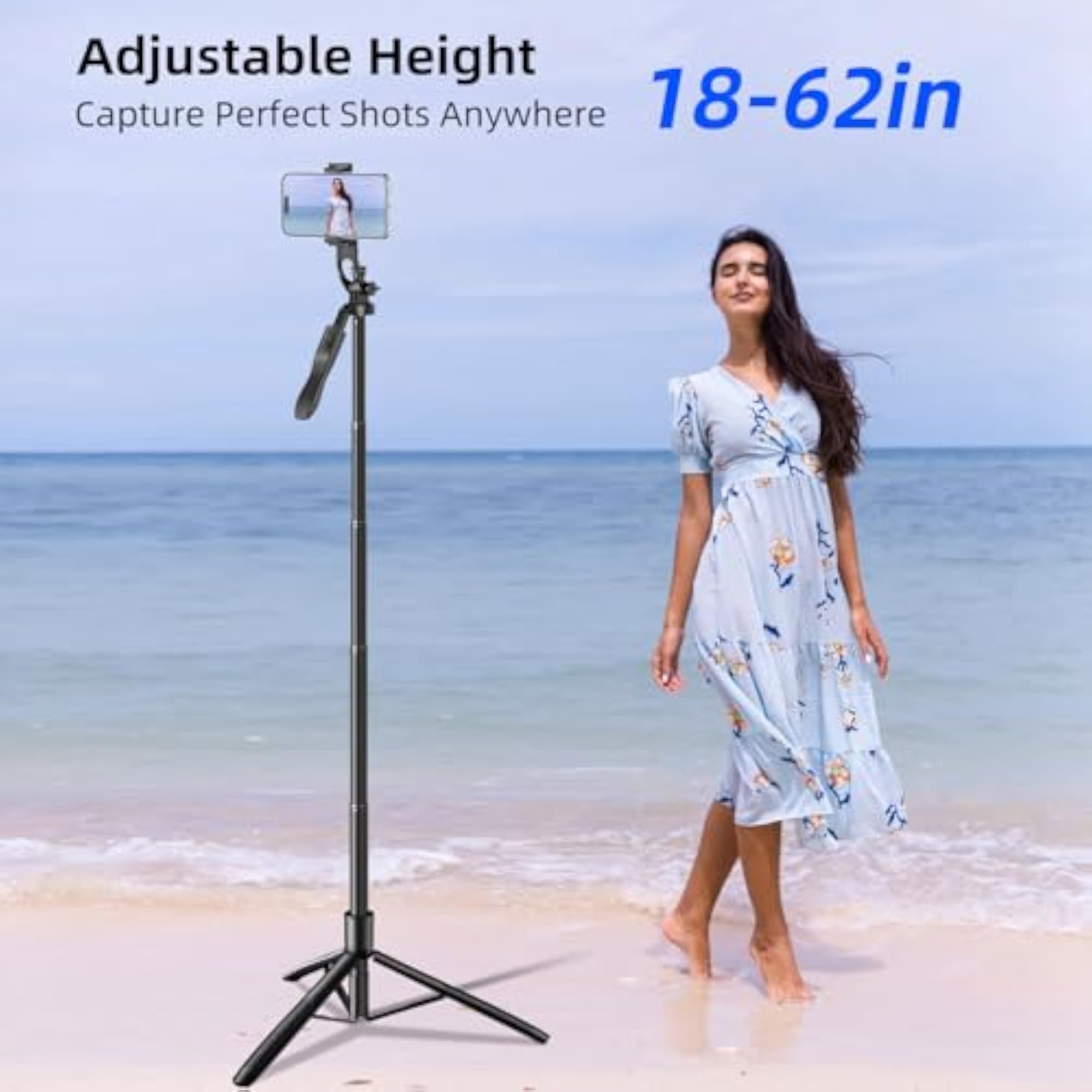 62 Selfie Stick Tripod with 360 Rotation